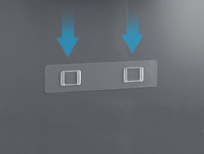 Hanging magnetic toothbrush holder with single drawer, toothpaste squeezer, and non-marking storage rack