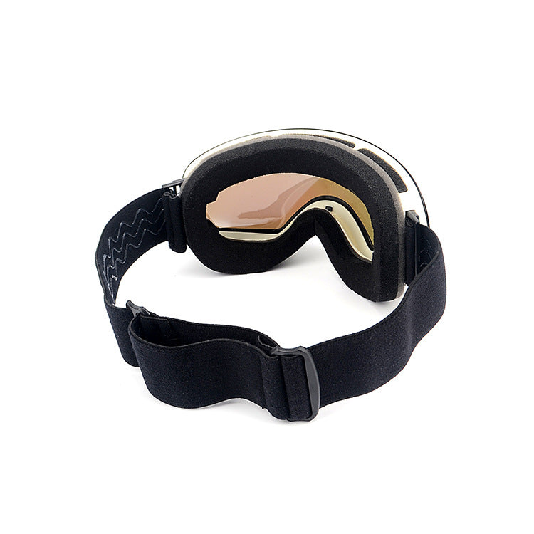 Double layer anti-fog skiing mirror goggles with clear lens and protective frame