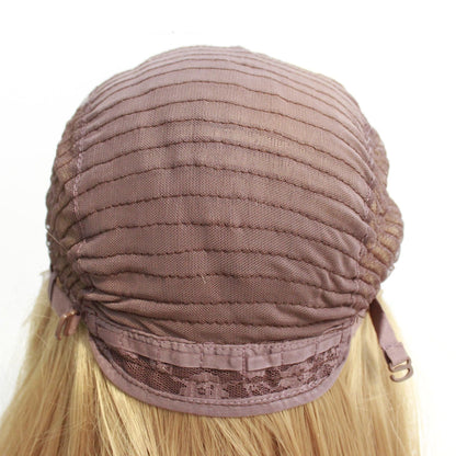Lace golden wig with soft waves and natural-looking hairline ensues.
