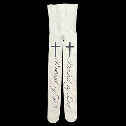 Women’s Japanese-style tights with letter print, My Store brand