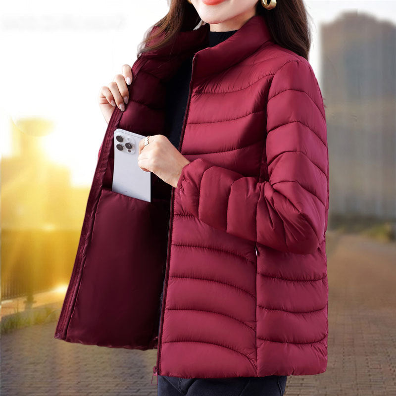 Women's cotton-padded winter coat, relaxed-fit outerwear for middle-aged women, front view