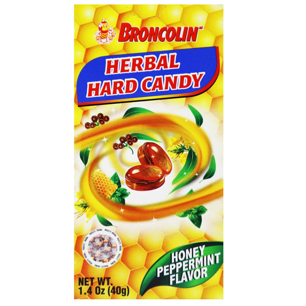 Broncolin® Hard Candy throat drops with bee honey and natural plant extracts, soothing relief for sore throats, by Pasteur Pharmacy