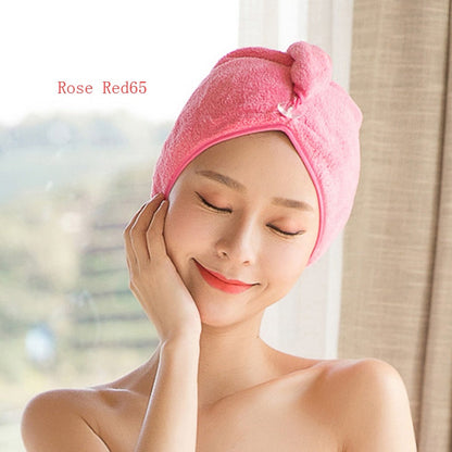 Women's absorbent hair dryer cap towel for drying hair after washing