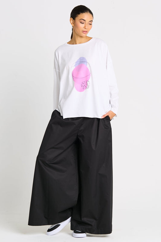 White Pima cotton Saturn luxury boxy T-shirt by PLANET by Lauren G, featuring a relaxed fit and clean neckline.