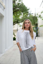 Pima Cotton Dot Dot Dot Luxury Boxy T-Shirt - White/Black