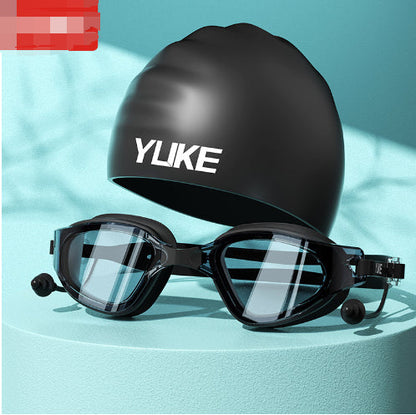 HD fog waterproof large frame swimming glasses, clear lenses with wide frame design