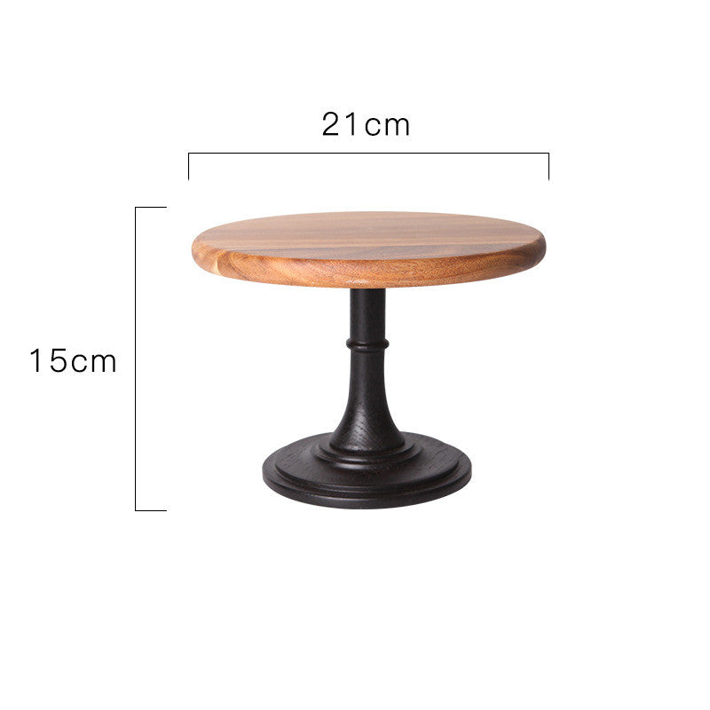 Solid wood tray dessert cake stand with natural wood finish for serving cakes and desserts