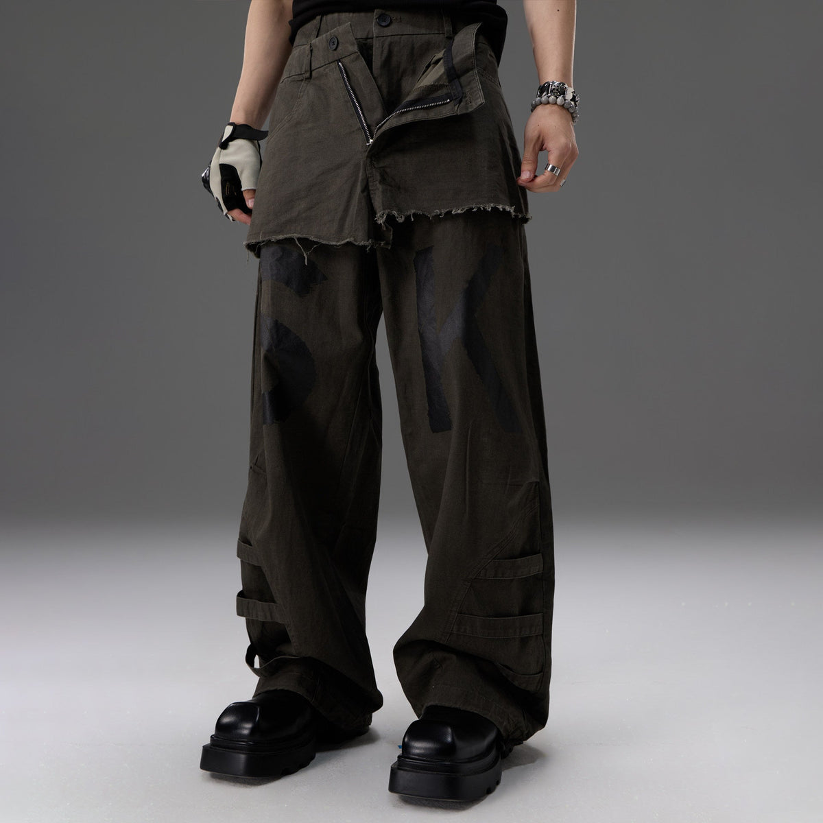 Mock-two-piece design straight-leg workwear pants by My Store, shown in a clean product view