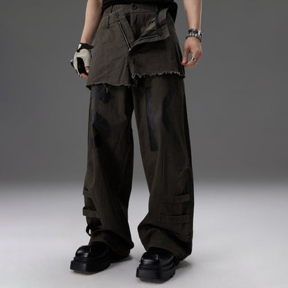 Mock-two-piece design straight-leg workwear pants by My Store, shown in a clean product view