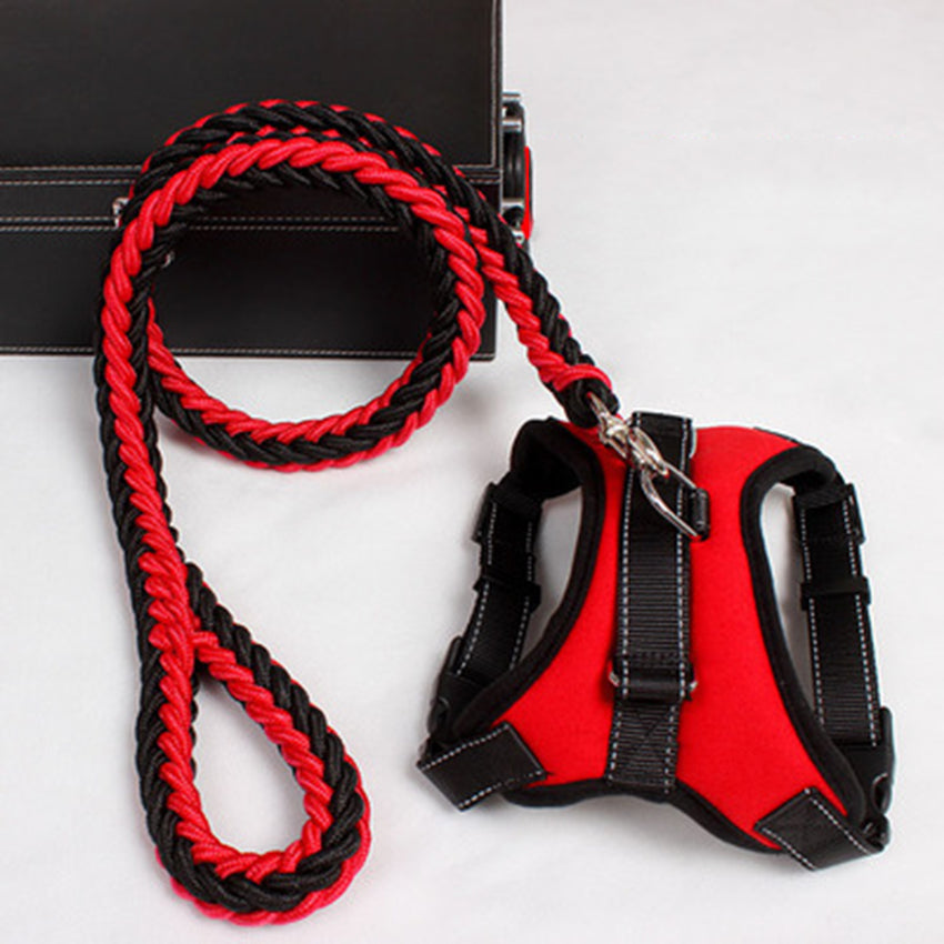 Dog leash chest strap in black, adjustable design for comfortable dog walking