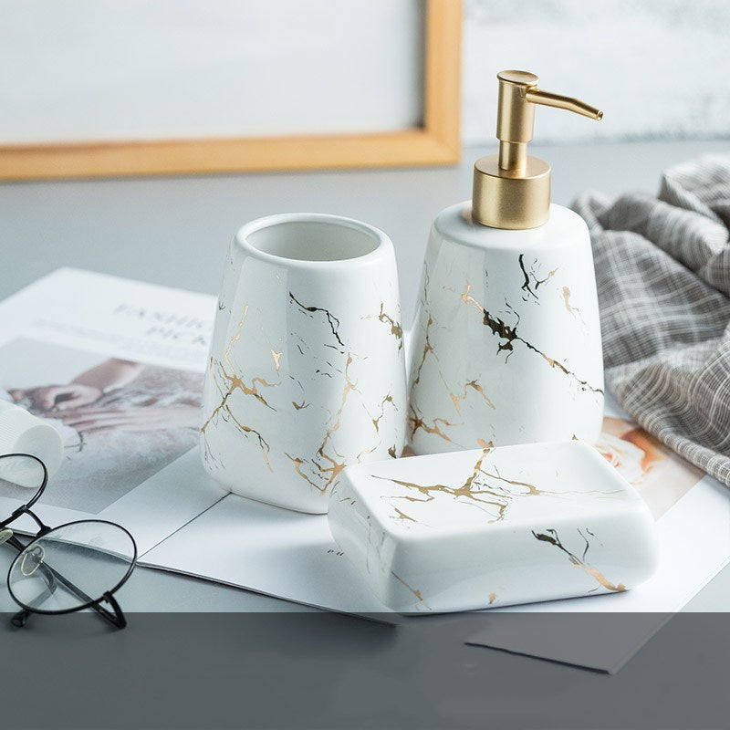 Bathroom wash set by My Store with coordinated bath accessories in a clean, modern design