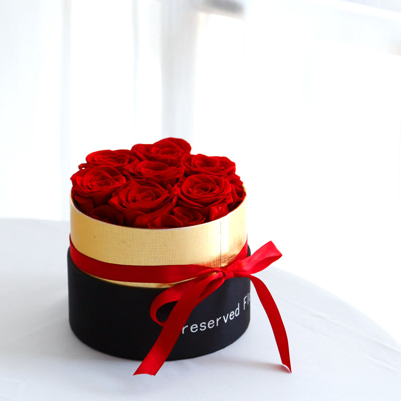 Preserved eternal roses in a gift box, realistic artificial flowers for Valentine’s Day romantic décor