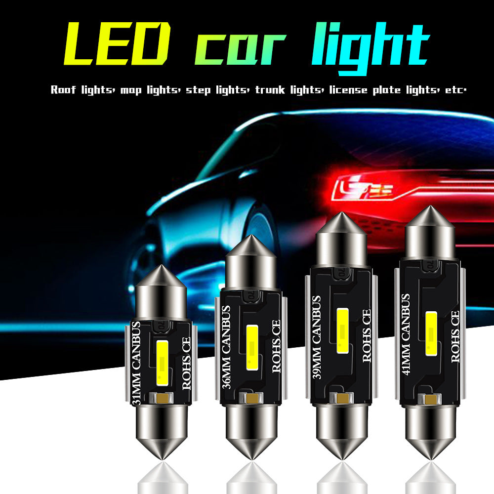Car LED reading light in compact black housing, shown for vehicle interior use