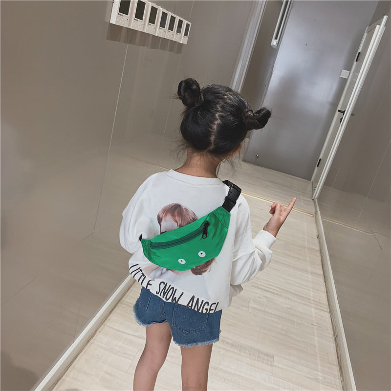 Children's single-shoulder waist bag with a colorful funny pattern and adjustable strap