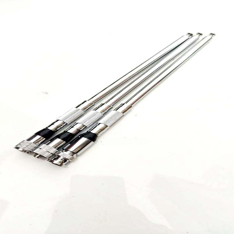 Lengthened folding telescopic antenna for handheld aviation frequency transceiver