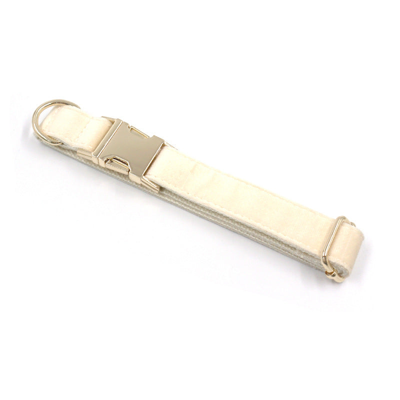 Cream tufted dog collar with gold buckle by My Store