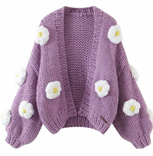 Vintage embroidery knit sweater by BACKUPMYFILESNOW® with colorful floral embroidery and cozy knit texture.