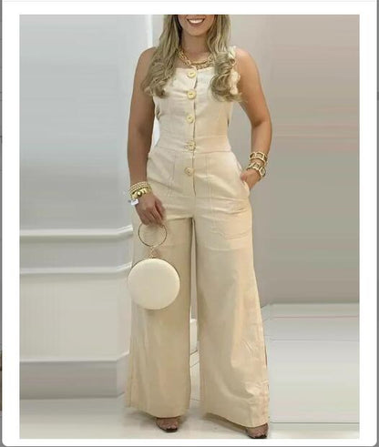 BACKUPMYFILESNOW® vest jumpsuit featuring a sleek design, with a fitted silhouette and modern style perfect for casual wear.