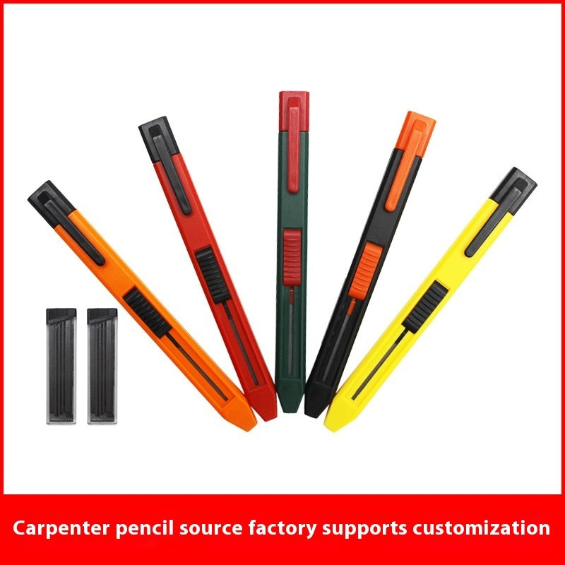 Plastic woodworking propelling pencil with thick lead for marking lines and drawing on wood