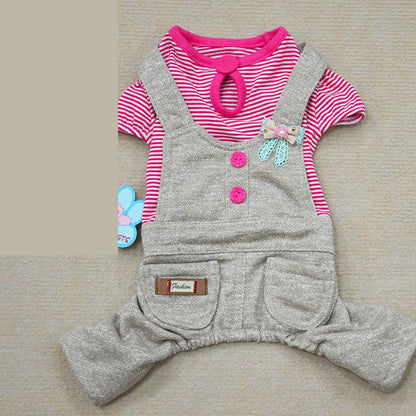 Autumn and winter padded coat for small dogs, four-legged design in warm seasonal colors