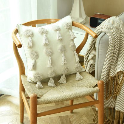 Homestay tufted pillows in a textured fabric, decorative square design for home interiors