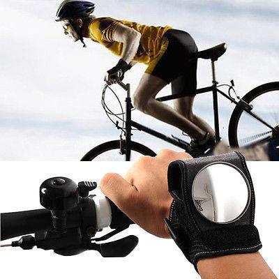 Bicycle wrist safety mirror by My Store, compact mirror attached to a cyclist’s wrist for rear visibility