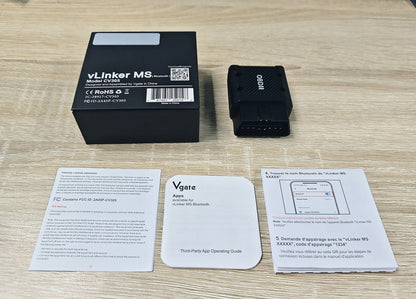 VLinker MS 12 or 24V automotive systems diagnostic scan tool with handheld interface and cable