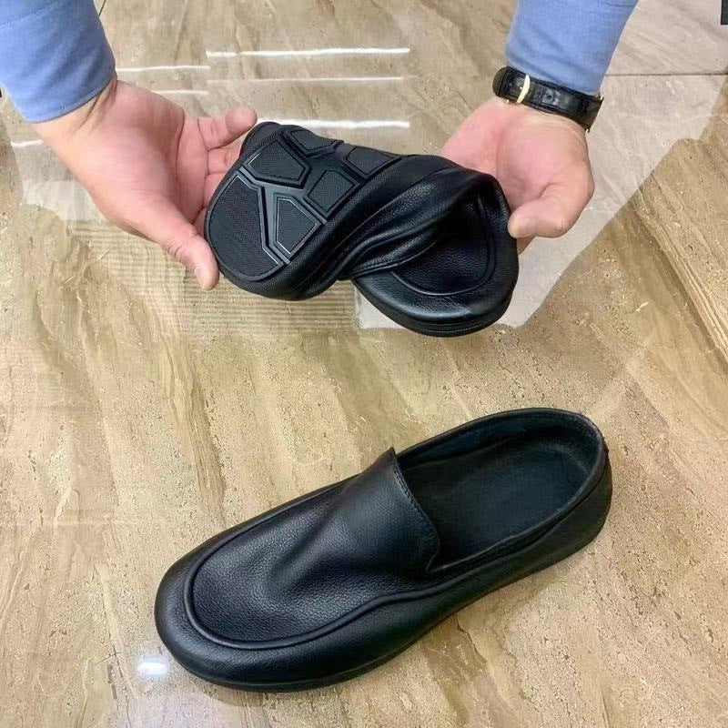 Men's soft-upper casual leather shoes in a new summer style, featuring a comfortable low-profile design