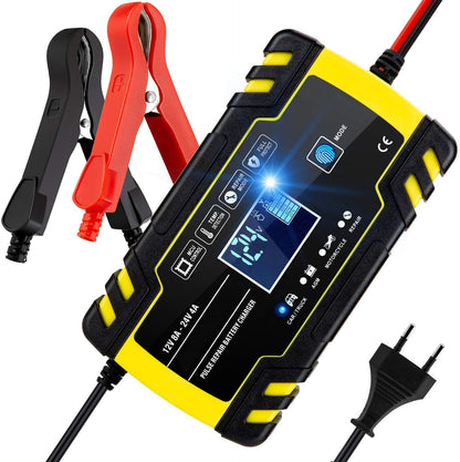 Motorcycle pulse battery charger by My Store, compact black charger with cables