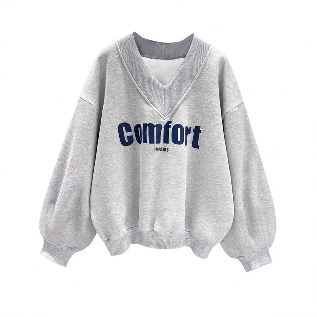 Gray My Store hoodie for spring and autumn, front view with long sleeves and hood