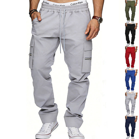 Men's outdoor loose casual sports pants with multiple cargo pockets in a practical, relaxed design