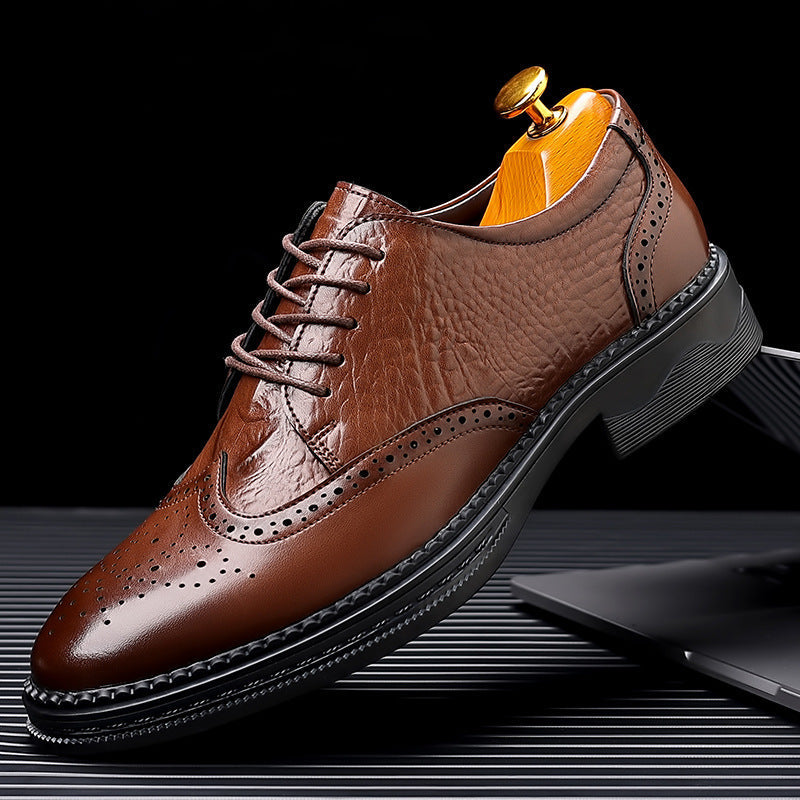 Men's casual dress slip-on leather shoes in a classic design.