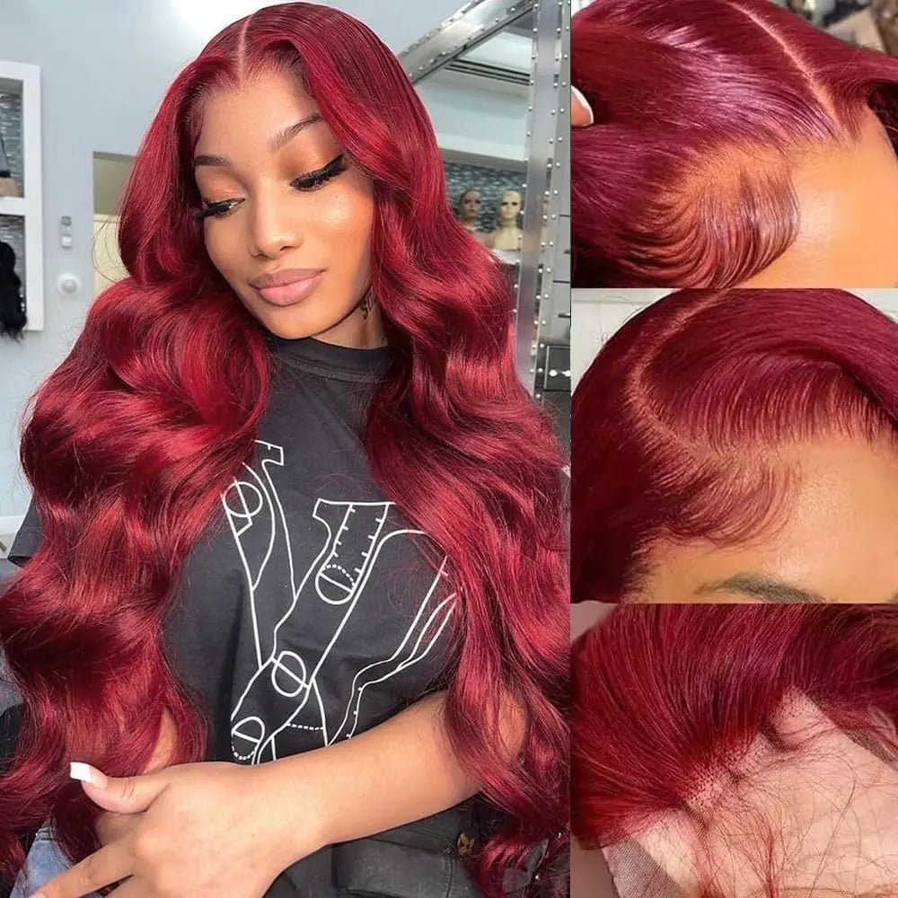 99j Burgundy Lace Front Wigs Human Hair 200% Density 13x6 Body Wave Lace Front Wigs Human Hair Pre Plucked Glueless Red Wig Wine Red Lace Front Wigs Human Hair Wigs for Women 24inch - BACKUPMYFILESNOW