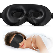 LitBear 100% 22 Momme Mulberry Silk Sleep Mask - 3D Contoured Eye Mask for Men & Women Soft Breathable Sleeping Mask with Adjustable Strap Perfect Blocks Light for Sleeping (Black)