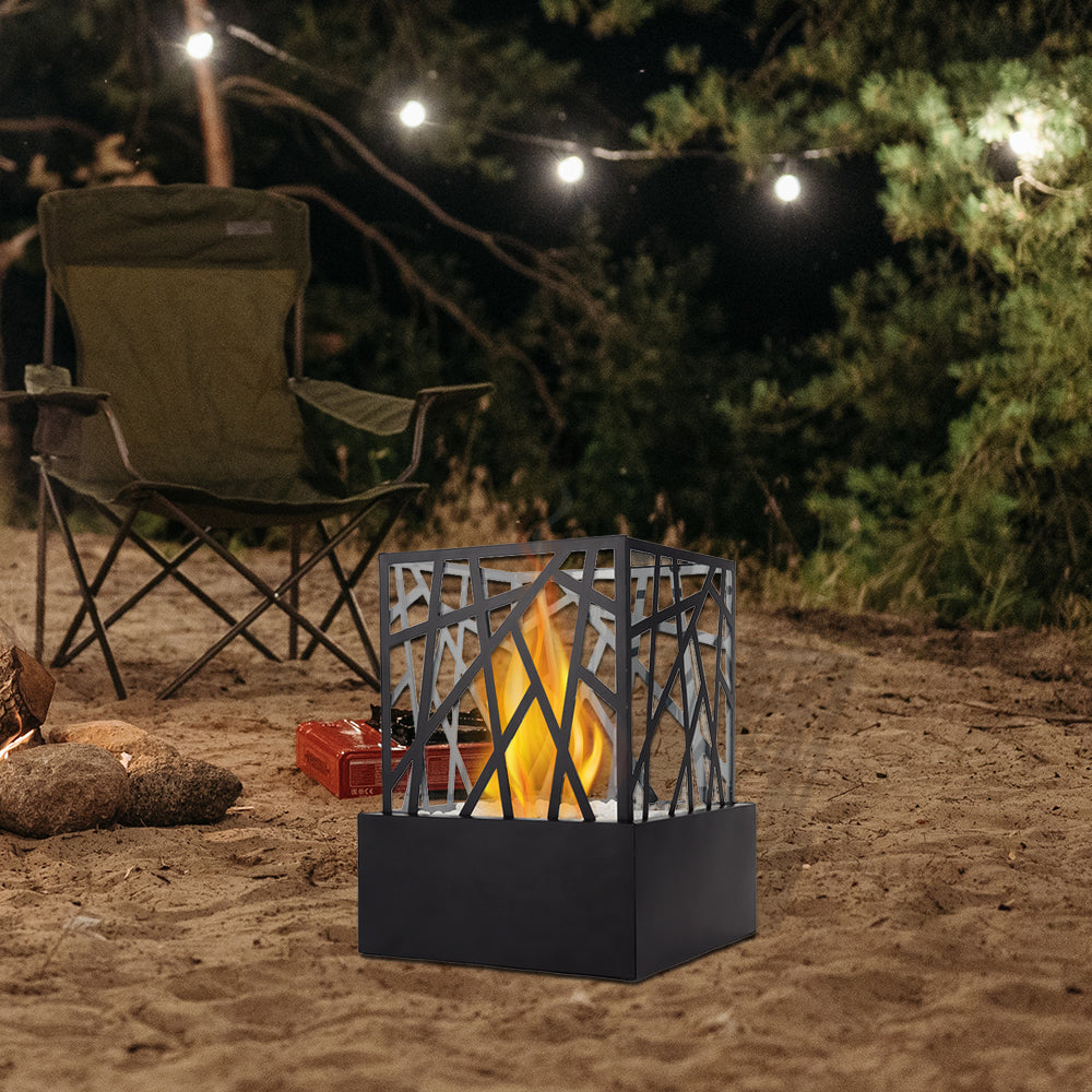JHY DESIGN portable fire pit bowl with 29cm height, clean-burning bio ethanol, ventless design, suitable for indoor and outdoor use