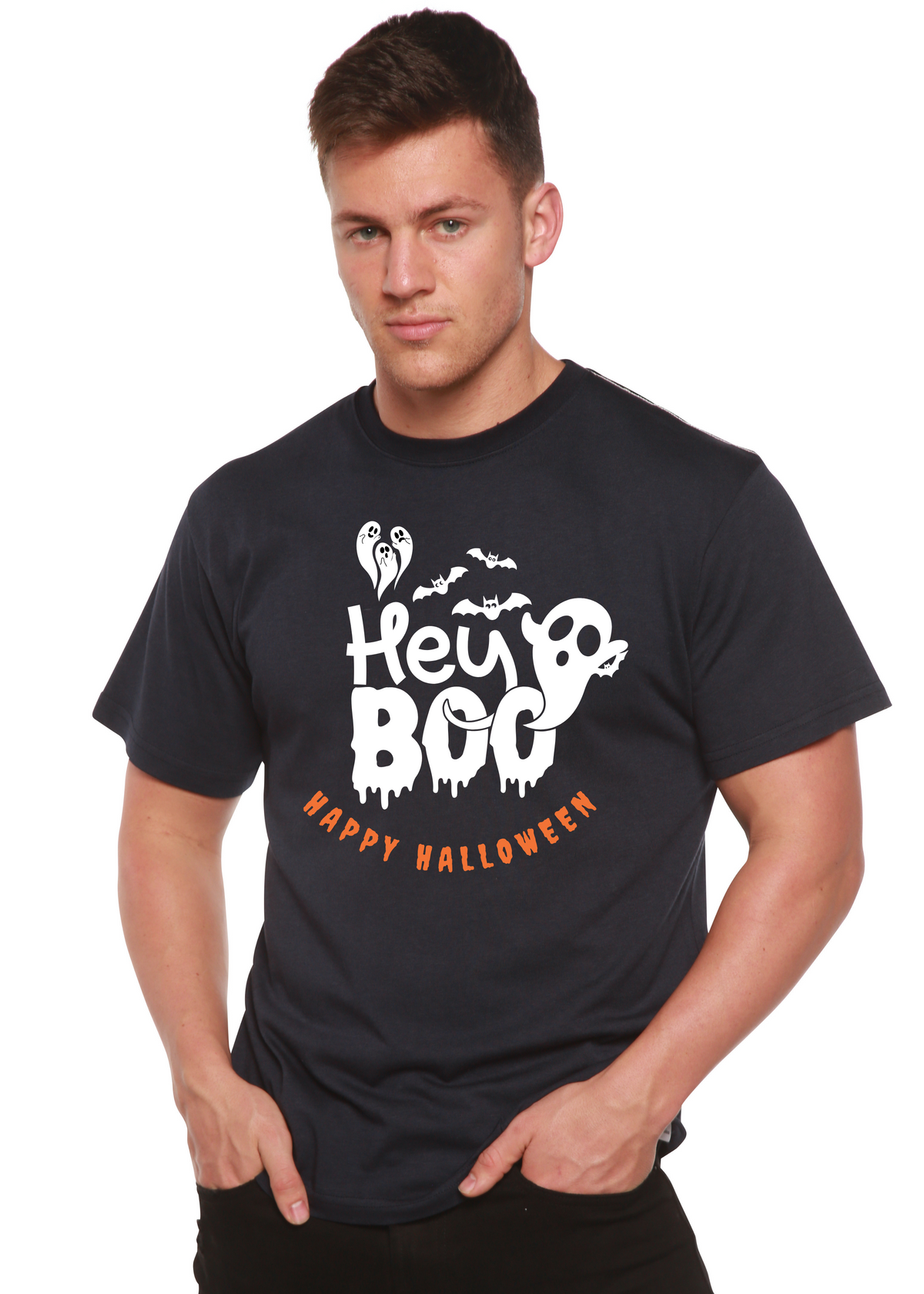 Men's printed graphic T-shirt from Spun Bamboo, made of bamboo viscose and organic cotton, featuring a stylish design.