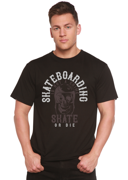Men's skateboarding graphic t-shirt by Spun Bamboo, made of bamboo viscose and organic cotton, with printed skateboard design.