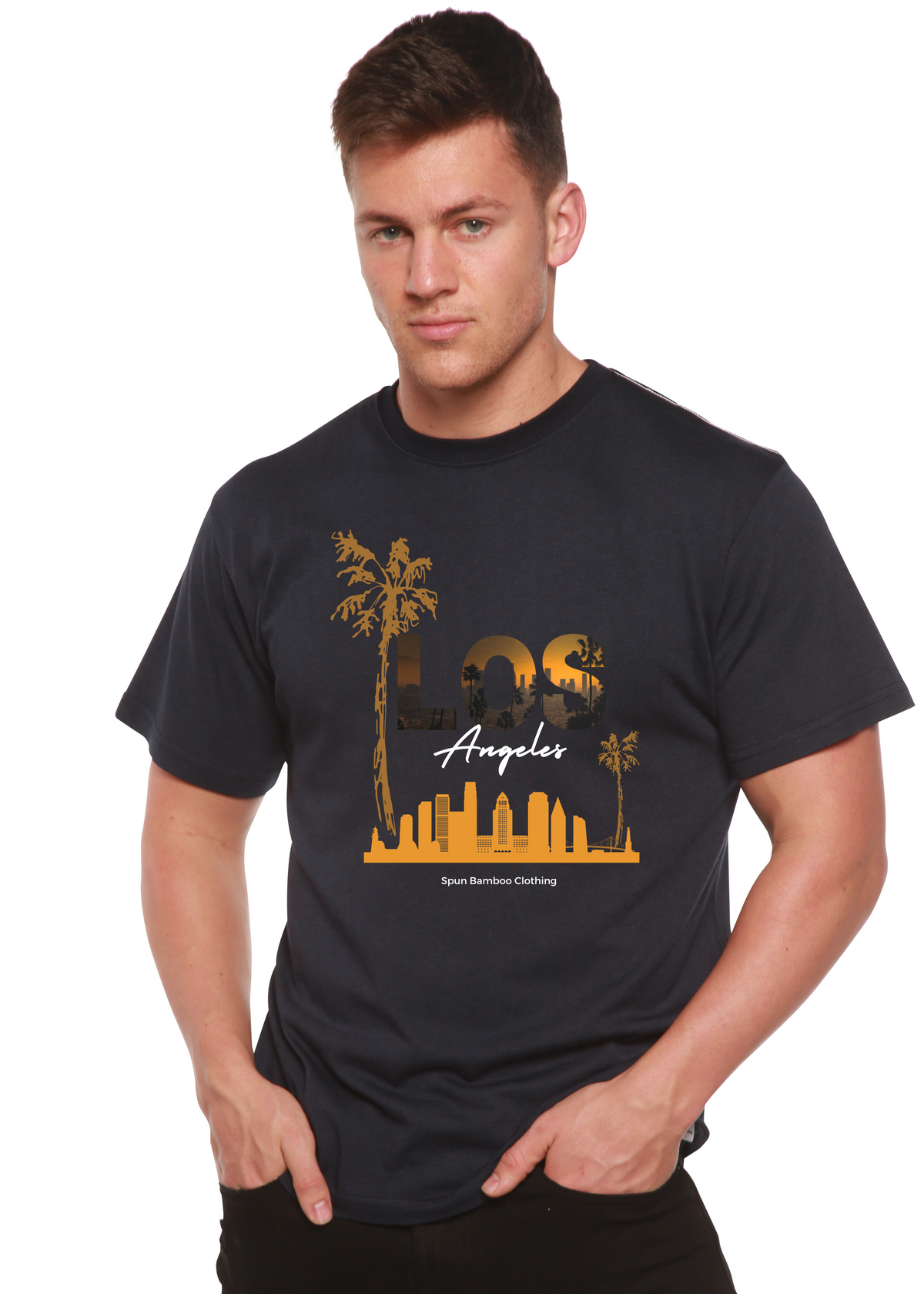 Spun Bamboo men's graphic t-shirt made of bamboo viscose and organic cotton, featuring a printed design on short sleeves.