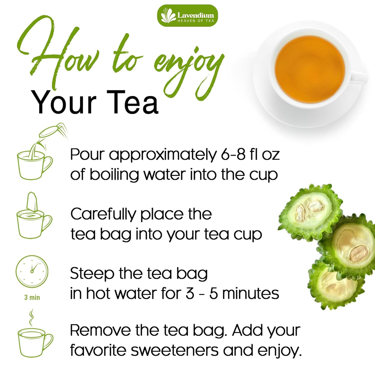 Bitter Melon Tea Bags, 100% Natural, Pure Bitter Melon. Bitter Melon Herbal Tea. Bitter Melon Fruit Tea. No Sugar, No Caffeine, No Gluten, Vegan