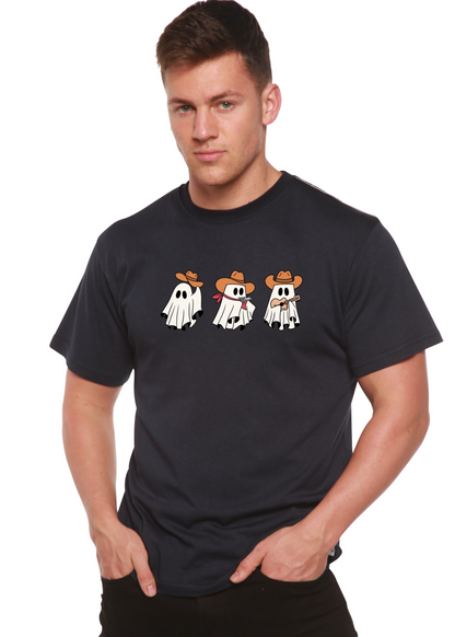 Men's printed graphic T-shirt from Spun Bamboo featuring cowboy ghost design on short sleeve bamboo viscose and organic cotton fabric.