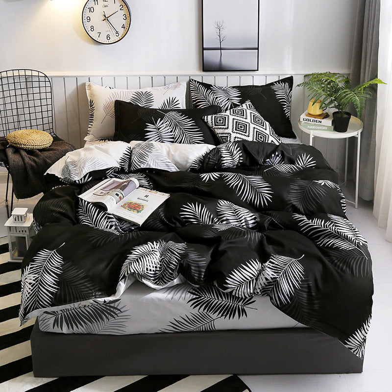 Printed four-piece eyelashes bedding set in foreign trade size, featuring a decorative eyelash pattern