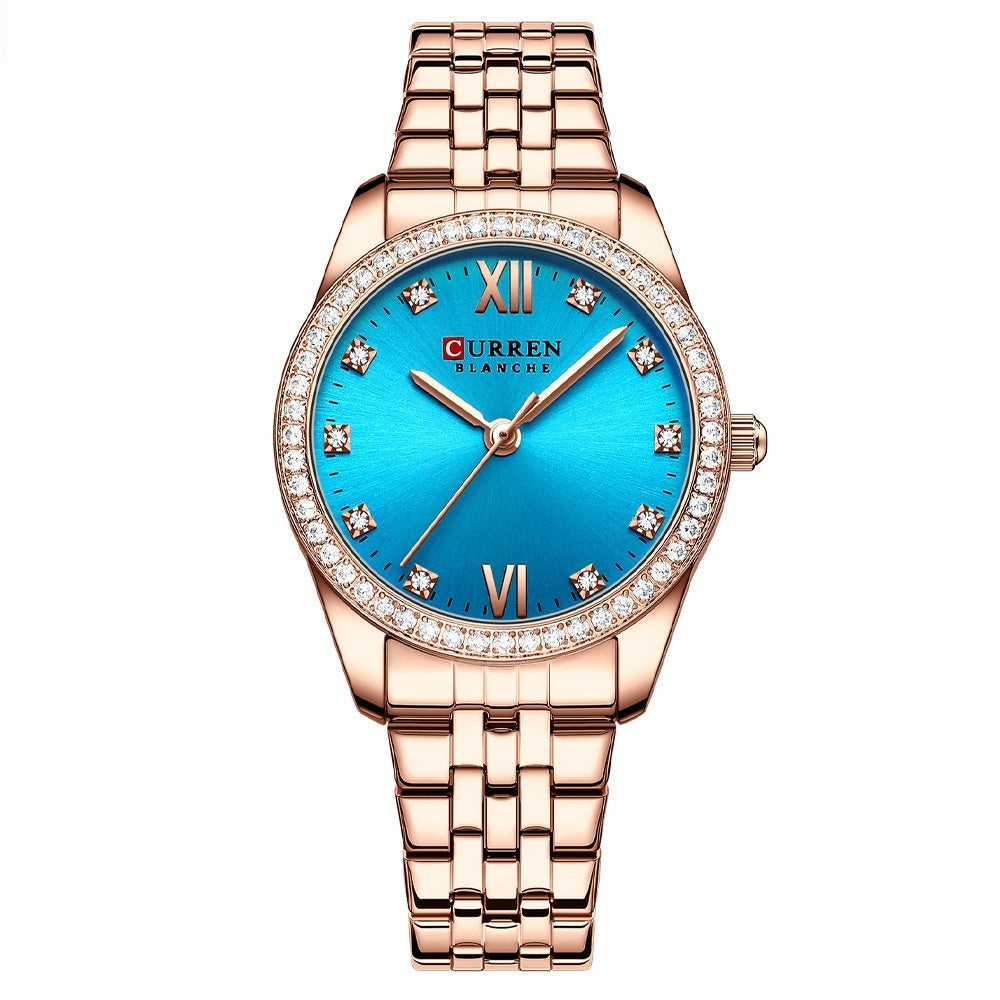 Women's Roman numeral waterproof simple watch with classic round dial and minimalist design