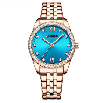 Women's Roman numeral waterproof simple watch with classic round dial and minimalist design