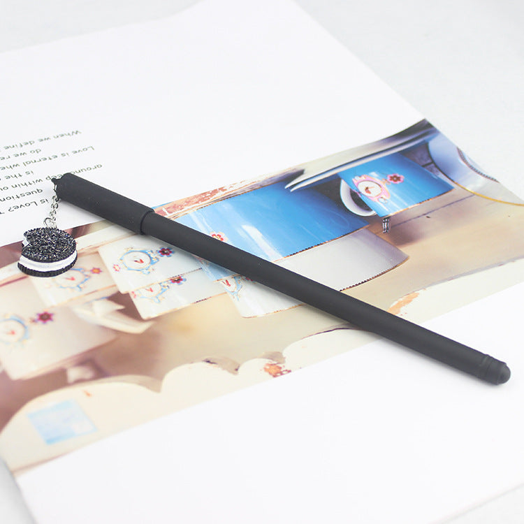 Black and white pendant gel pen for students, featuring a creative decorative design