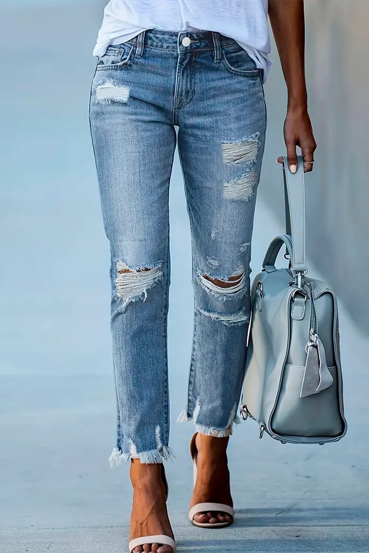 Distressed Crop Denim