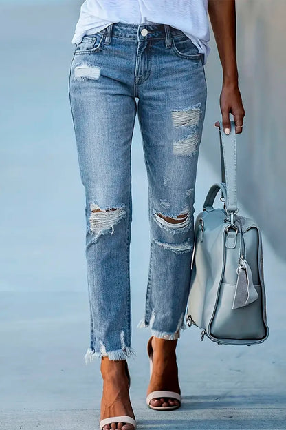 Distressed Crop Denim