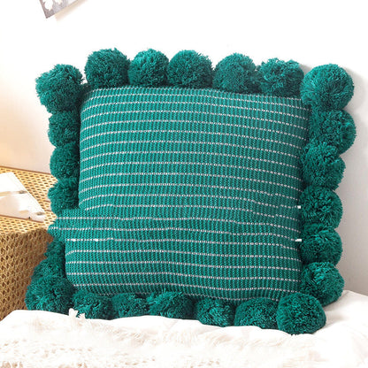 Knitted throw pillowcase for bed or sofa, soft waist cushion cover in a textured design