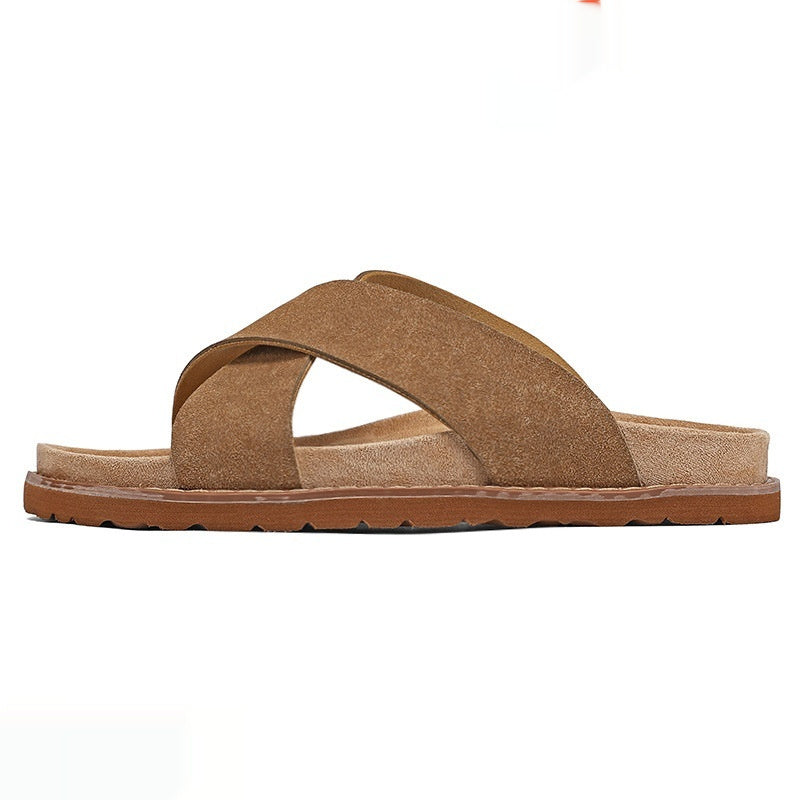 Men's high-end non-slip thick-soled slide sandals in a simple open-toe design