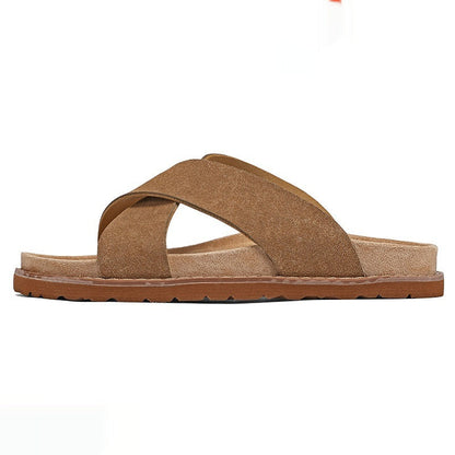 Men's high-end non-slip thick-soled slide sandals in a simple open-toe design