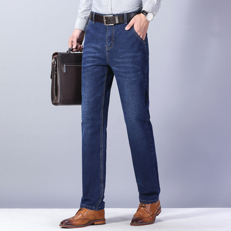 2024 Men's Loose Fit Stretch Denim Pants for Business